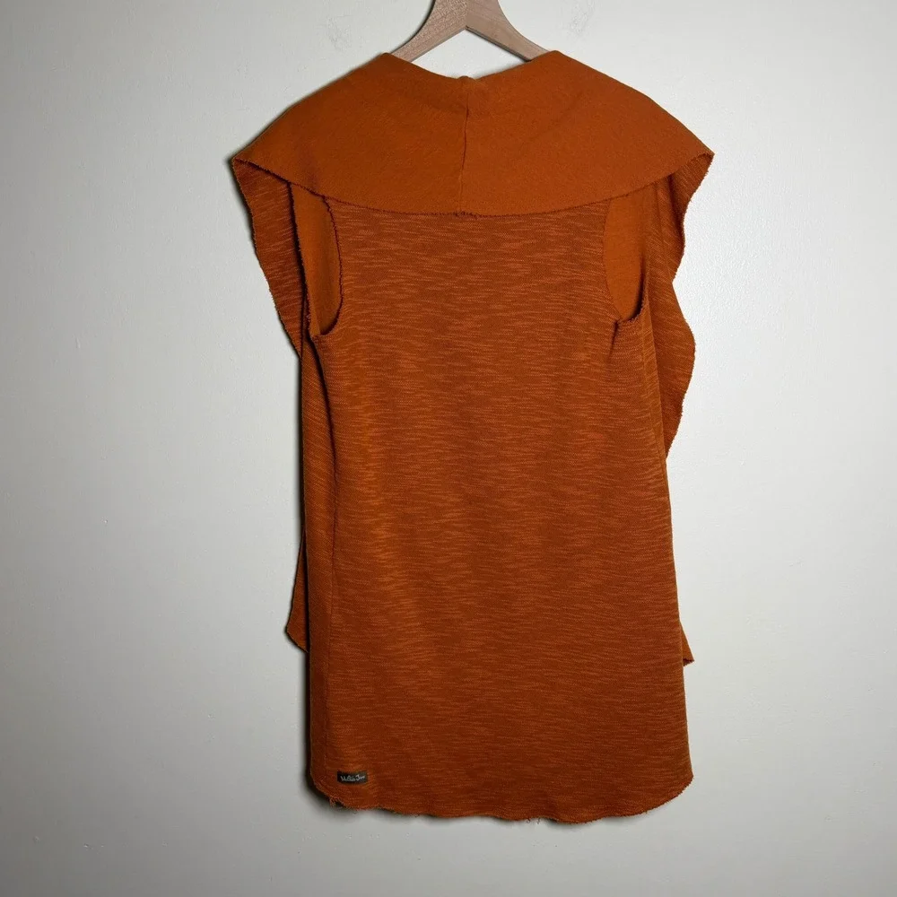 Matilda Jane Womens 88% Cotton Vest S Orange Draped Open Front Raw Hem 24810T